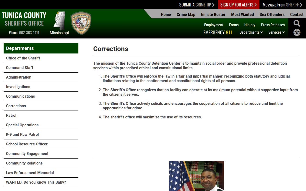 Tunica County Detention Center release records page