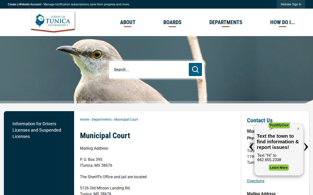 Town of Tunica Municipal Court release-related case records